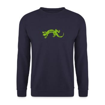 Lizard Logo Gecko Silhouette Green - Unisex Sweatshirt - navy - Front - Alina (178cm) & Michal (187cm)