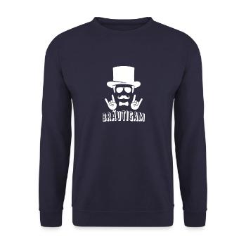 JGA Bräutigam Junggesellinnenabschied Rock T-Shirt - Unisex Pullover - Navy - Vorne - Alina (178cm) & Michal (187cm)