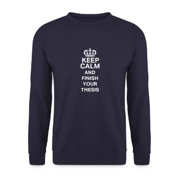 Keep Calm Thesis PostGrad PhD Fun Design - Unisex Pullover - Navy - Vorne - Alina (178cm) & Michal (187cm)