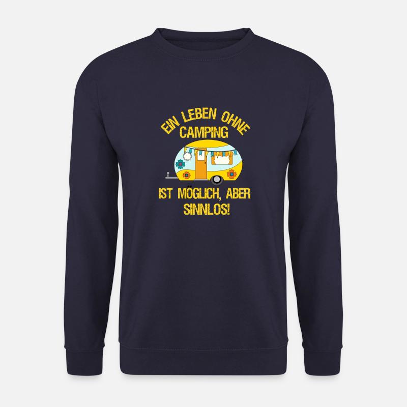 Camping Camper Van Life Retro Wohnwagen Geschenk - Unisex Pullover - Navy