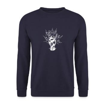 TEUFEL ROCK GESTE I Mano cornuta Tshirt - Unisex Pullover - Navy - Vorne - Alina (178cm) & Michal (187cm)