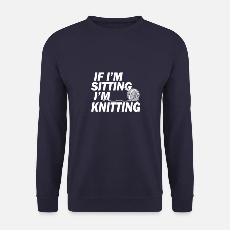 Wenn ich sitze, stricke ich - Unisex Pullover - Navy