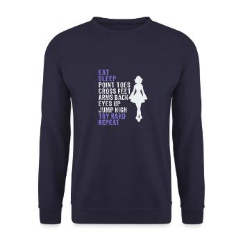 Awesome Girls Irish Dance Geschenk essen Schlaf wiederholen - Unisex Pullover - Navy - Vorne - Alina (178cm) & Michal (187cm)