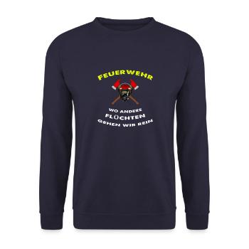 Feuerwehr - Unisex Pullover - Navy - Vorne - Alina (178cm) & Michal (187cm)