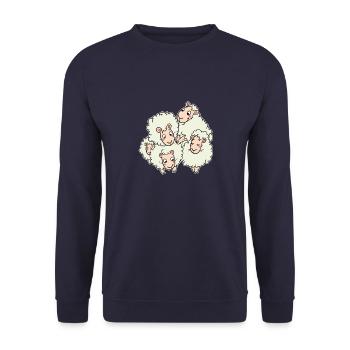 Sheep family sheep herd lamb wool horde - Unisex Sweatshirt - navy - Front - Alina (178cm) & Michal (187cm)