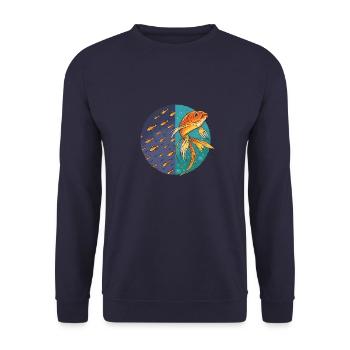 Poisson rouge et poisson - Sweat-shirt Unisexe - marine - Devant - Alina (178cm) & Michal (187cm)