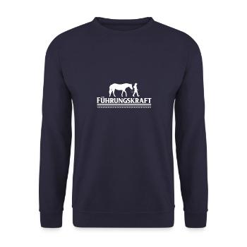 Pferde Reiterin Reitsport Geschenk · Führungskraft - Unisex Pullover - Navy - Vorne - Alina (178cm) & Michal (187cm)