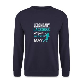 Lacrosse Legends are born in May - Unisex Sweatshirt - navy - Front - Alina (178cm) & Michal (187cm)