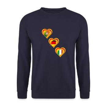 Heart Flags Love Germany, Portugal, Italy - Unisex Sweatshirt - navy - Front - Alina (178cm) & Michal (187cm)