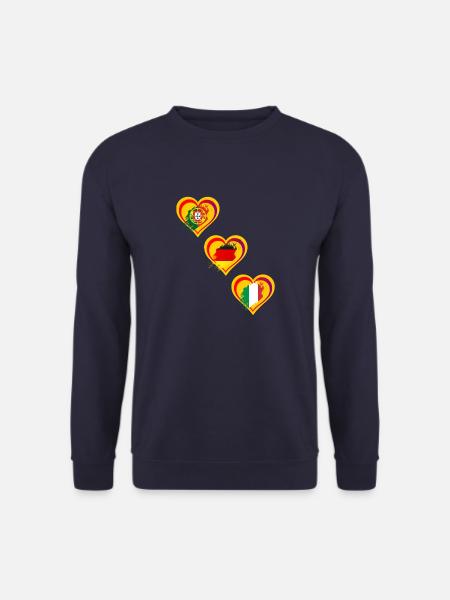 Herzen Flaggen Liebe Deutschland,Portugal,Italien - Unisex Pullover - Navy