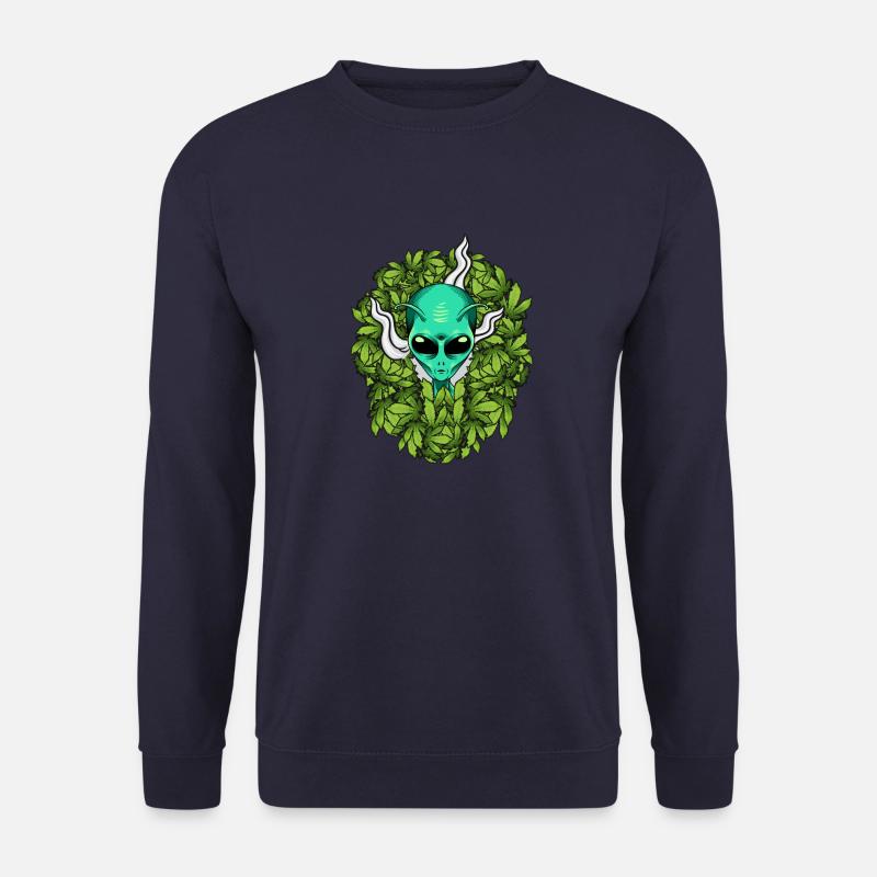 Alien Weed Funny Marijuana Cannabis - Unisex Sweatshirt - navy