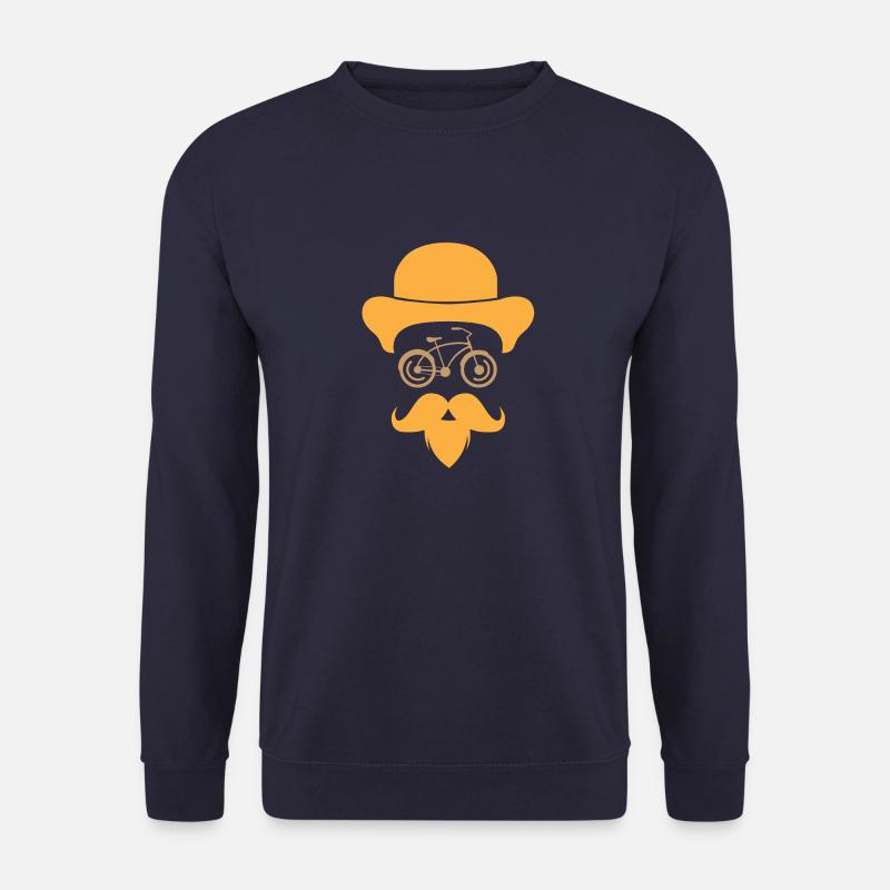 Fahrrad Hippster Hut Bart Gesicht Motiv - Unisex Pullover - Navy