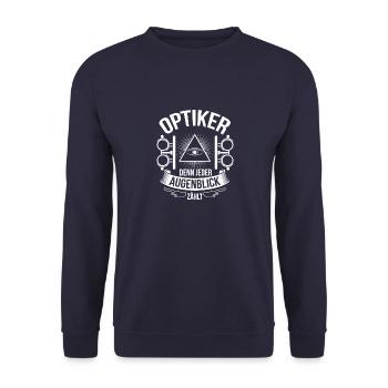 Optiker Denn jeder Augenblick zählt - Unisex Pullover - Navy - Vorne - Alina (178cm) & Michal (187cm)