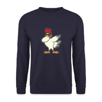 Funny dabbing chicken rooster animal lover gift animal - Unisex Sweatshirt - navy - Front - Alina (178cm) & Michal (187cm)