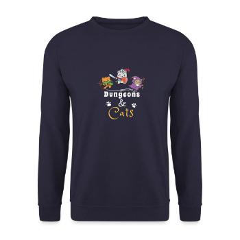 Cats Dungeon Dungeon LARP Knight RPG Cat - Unisex Sweatshirt - navy - Front - Alina (178cm) & Michal (187cm)