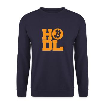 Hold - Bitcoin Cryptocurrency - Unisex Sweatshirt - navy - Front - Alina (178cm) & Michal (187cm)