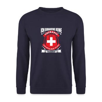 Schweiz Ich brauche keine Therapie - Unisex Pullover - Navy - Vorne - Alina (178cm) & Michal (187cm)