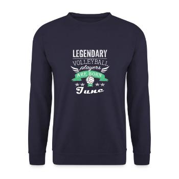 Legendary Volleyball players are born in June boys - Unisex Sweatshirt - navy - Front - Alina (178cm) & Michal (187cm)