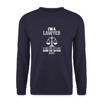 Ich bin ein Anwalt, um Zeit zu sparen. Nehmen wir das einfach an - Unisex Pullover - Navy - Vorne - Alina (178cm) & Michal (187cm)