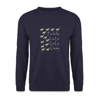 Funny Falalalamma gift for lovers of llamas and - Unisex Sweatshirt - navy - Front - Alina (178cm) & Michal (187cm)