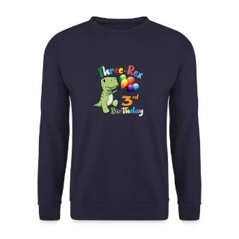 Drei Rex Dinosaurier 3. Geburtstagsgeschenk Design - Unisex Pullover - Navy - Vorne - Alina (178cm) & Michal (187cm)