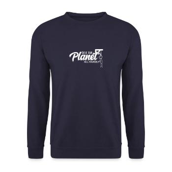 Save The Planet Kill Yourself TShirt Hangman - Unisex Sweatshirt - navy - Front - Alina (178cm) & Michal (187cm)