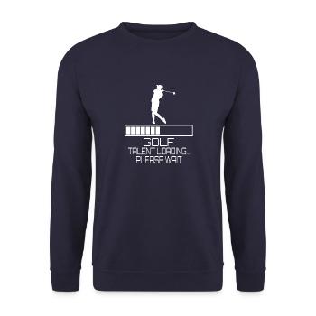 Golf Talent Loading Please Wait - Unisex Sweatshirt - navy - Front - Alina (178cm) & Michal (187cm)