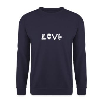 Love Ski Snowboard Cadeau D'Hiver - Sweat-shirt Unisexe - marine - Devant - Alina (178cm) & Michal (187cm)