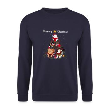 Weihnachtsbaum Katze Weihnachten Bescherung Katzen - Unisex Pullover - Navy - Vorne - Alina (178cm) & Michal (187cm)