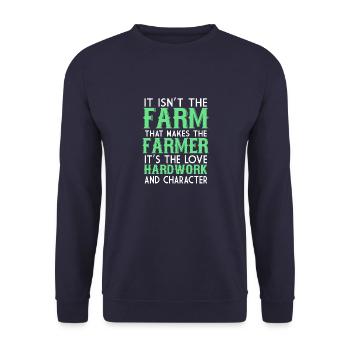 Es ist nicht die Farm, die den Bauern macht, es ist der - Unisex Pullover - Navy - Vorne - Alina (178cm) & Michal (187cm)
