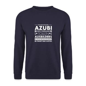Stolzer Azubi toller Ausbilder - Unisex Pullover - Navy - Vorne - Alina (178cm) & Michal (187cm)
