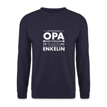 Stolzer Opa tolle Enkelin Geschenk - Unisex Pullover - Navy - Vorne - Alina (178cm) & Michal (187cm)