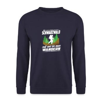 Der Schwarzwald ruft und ich muss Wandern - Unisex Pullover - Navy - Vorne - Alina (178cm) & Michal (187cm)
