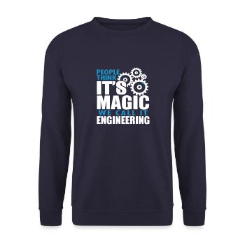 People Think It's Magic We Call It Engineering - Unisex Sweatshirt - navy - Front - Alina (178cm) & Michal (187cm)