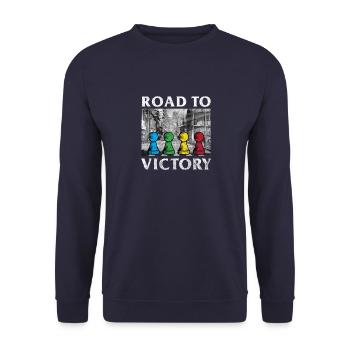 Jeux de société Road to Victory - Sweat-shirt Unisexe - marine - Devant - Alina (178cm) & Michal (187cm)