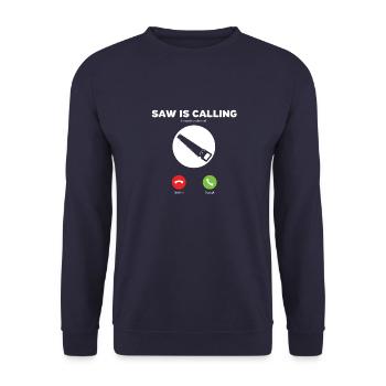 Meine Säge Ruft an ich - Unisex Pullover - Navy - Vorne - Alina (178cm) & Michal (187cm)