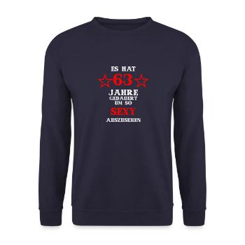 Jahre gedauert sexy auszusehen geschenk 63 - Unisex Pullover - Navy - Vorne - Alina (178cm) & Michal (187cm)