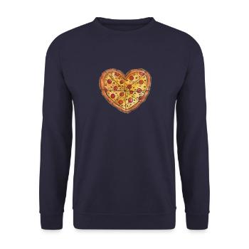 Herz für Pizza I Pizza Liebe über alles - Unisex Pullover - Navy - Vorne - Alina (178cm) & Michal (187cm)