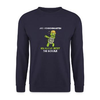 Einschulung Jungen 1.Klasse Dab Dabbing Schulkind - Unisex Pullover - Navy - Vorne - Alina (178cm) & Michal (187cm)