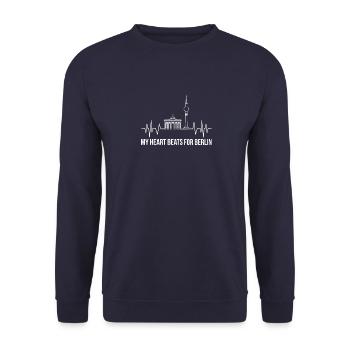 Berlin heartbeat Brandenburg Gate TV tower - Unisex Sweatshirt - navy - Front - Alina (178cm) & Michal (187cm)