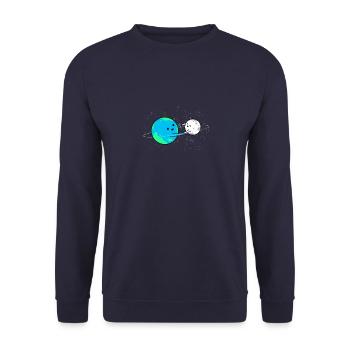 Cadeau planète terre et lune - Sweat-shirt Unisexe - marine - Devant - Alina (178cm) & Michal (187cm)
