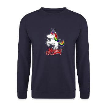 LGBT Unicorn Magical - Schwul Lesbisch Einhorn - Unisex Sweatshirt - navy - Front - Alina (178cm) & Michal (187cm)