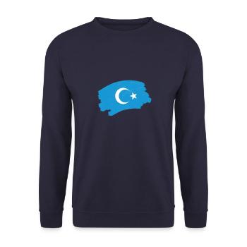 Uyghur flag white crescent blue background - Unisex Sweatshirt - navy - Front - Alina (178cm) & Michal (187cm)