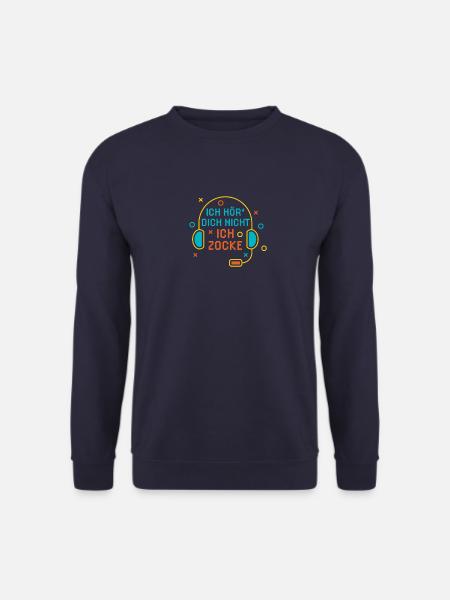 ich hoer dich nicht ich zocke minimalistisch grafi - Unisex Pullover - Navy