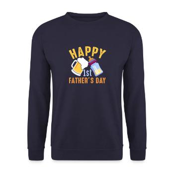 Glücklicher 1. Vatertag - Unisex Pullover - Navy - Vorne - Alina (178cm) & Michal (187cm)