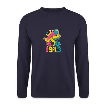 Bicycleday LSD Acid 1943 Albert Hofman Geschenk - Unisex Pullover - Navy - Vorne - Alina (178cm) & Michal (187cm)