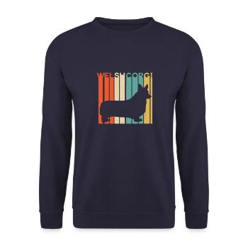 Retro Vintage Welsh Corgi Silhouette - Unisex Pullover - Navy - Vorne - Alina (178cm) & Michal (187cm)