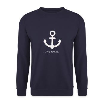 Anker moin. Das maritime Geschenk - Unisex Pullover - Navy - Vorne - Alina (178cm) & Michal (187cm)