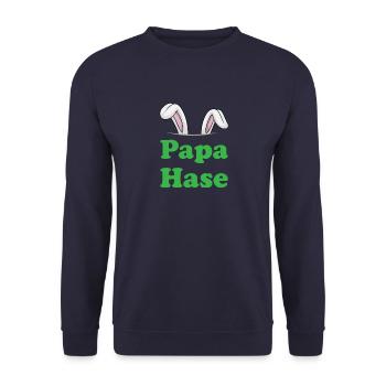 Ostern Osterhase Dad Eiersuche - Unisex Pullover - Navy - Vorne - Alina (178cm) & Michal (187cm)