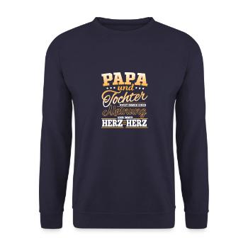 Familie Vater Tochter Herz an Herz - Unisex Pullover - Navy - Vorne - Alina (178cm) & Michal (187cm)